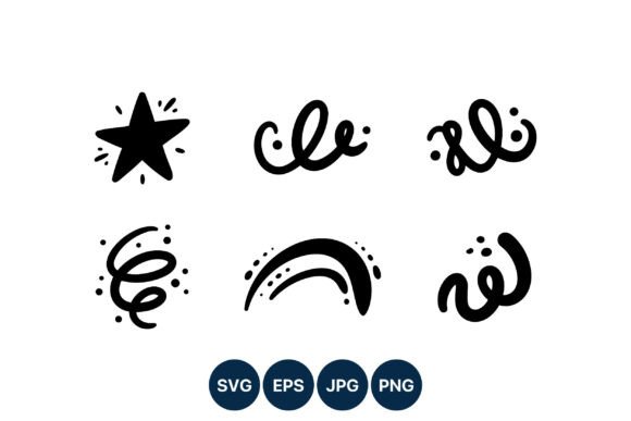 Black Decorative Swirl Star Vector: Bold Graphic for Impact