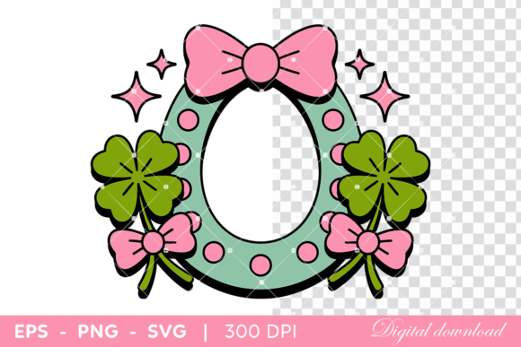 Charming Decorative Horseshoe with Bows, Clovers Design
