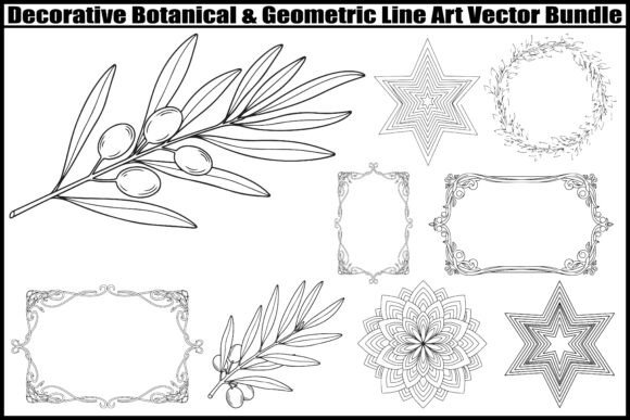 Decorative Botanical & Geometric Line Art: Your Design Toolkit