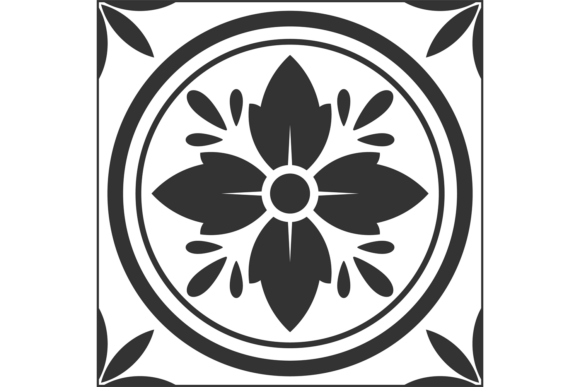 Decorative Floor Tile: Black Pattern Sea for Timeless Design