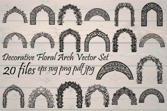 Decorative Floral Arch Bundle: Vintage Elegance for Modern Projects