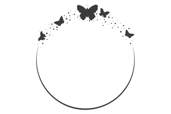 Decorative Round Frame with Flying Butte: A Design Asset That Flutters with Elegance
