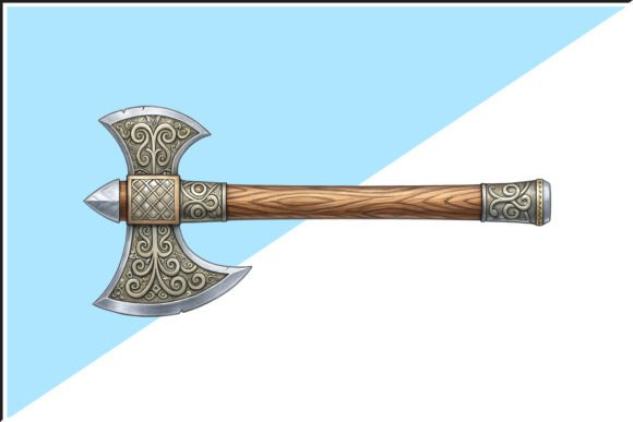 Decorative Viking Battle Axe Isolated PN: Digital Design Asset