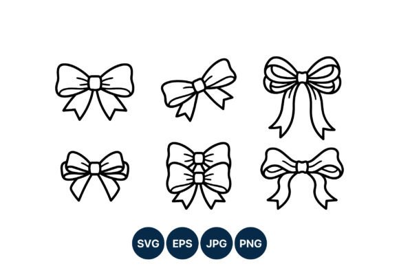 Elevate Your Designs with Decorative Bow Ribbon Line Art