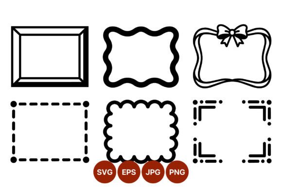 Elevate Your Projects with Six Black White Decorative Frame Vectors