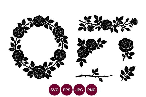Floral Rose Wreath Vector Art: Elegant Design Elements