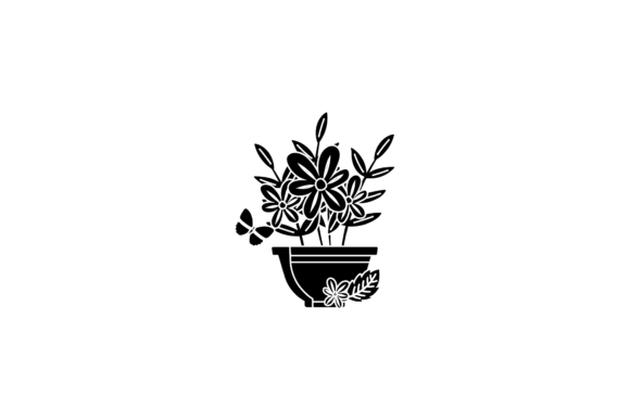 Flowers Decorative Flower Pot Silhouette: A Modern Design Asset