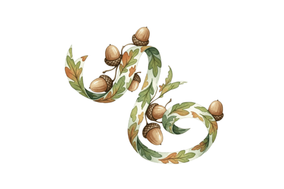 Oak Leaf and Acorn Decorative Scroll: Rustic Charm for Autumn Design