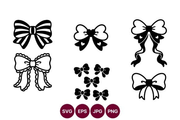 Vector Line Art Set of Decorative Bows: Elevate Your Design Projects