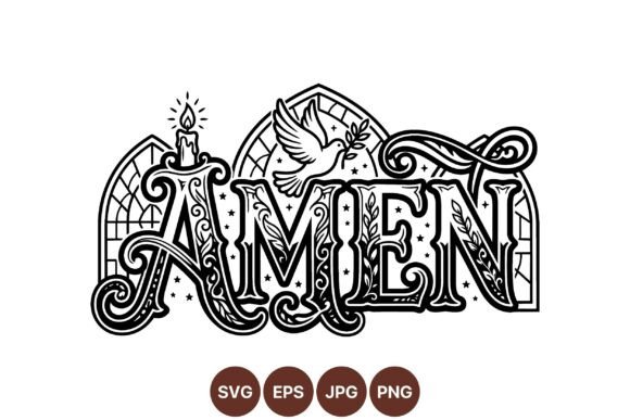 Vintage Amen Decorative Typography: Elegant Gothic Lettering for Meaningful Design
