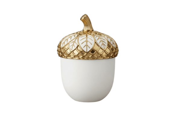 White and Gold Decorative Acorn Jar: A Touch of Autumnal Elegance